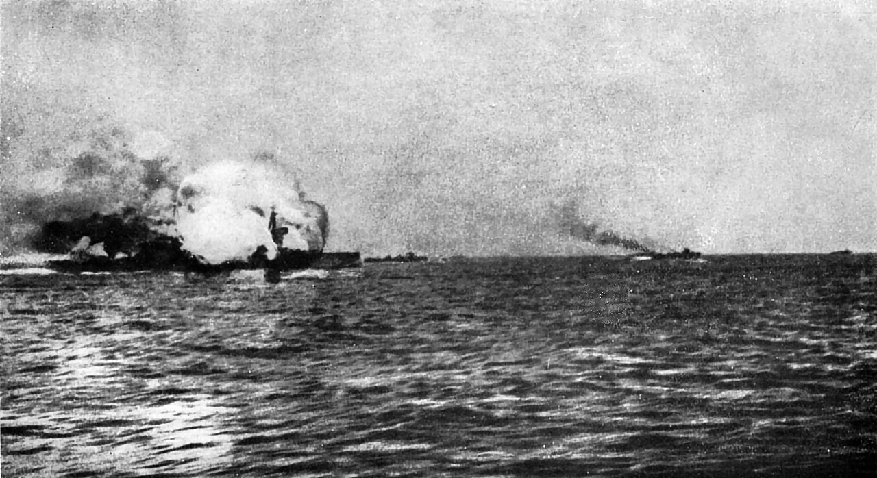 Battlecruiser HMS Invincible (1907) exploding at the Battle of Jutland, 31 May 1916.
